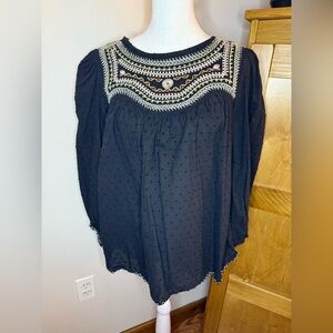 Max Studio Black Embroidered Blouse